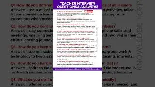 Teacher Interview Questions and Answers | Teaching interview Questions and  Answers