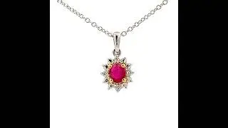 Ruby and Diamond Cluster Necklace