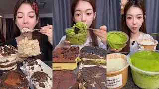 asmr mukbang - chocolate and oreo assorted dessert eating