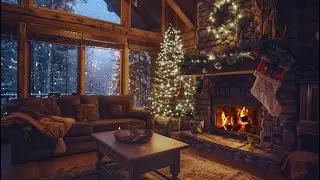 Holiday Piano Music for Relax & Sleep 🎄 Warm Fireplace & Snowfall Sounds
