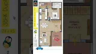 3BHK Duplex House Plan in 120 Sq yards Plot Size #houseplan #part1 #shorts