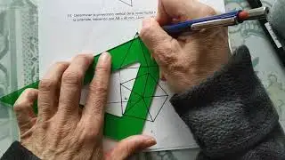 Sistema Diédrico. Intersección de recta con pirámide. Junio 2008. Evau Dibujo Técnico Madrid.
