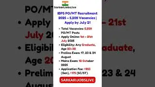 IBPS PO/MT Recruitment 2025 &ndash; 5,208 Vacancies | Apply by July 21!