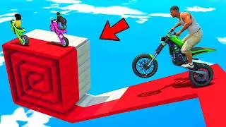 SHINCHAN AND FRANKLIN TRIED THE IMPOSSIBLE SQUARE SPIRAL LOOP TRACK PARKOUR CHALLENGE GTA 5