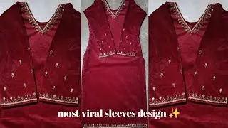 Most Viral Velvet Dress Embroidery Work 💫 Sleeves Handwork  Design on Velvet ✨#embroidery