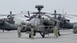 US soldiers assemble and maintain AH-64Ev6 Apaches in Katterbach, Germany
