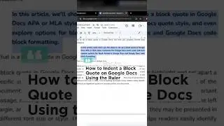 How to Indent a Block Quote on Google Docs Using the Ruler #shorts #googledocs #howto
