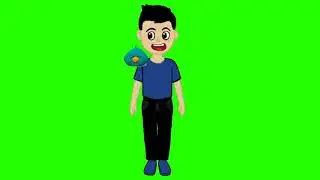 Green Screen cartoon boy mouth Talking Animation - Eyes blinking animation