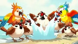 Cozy Sparrow & Parrot Beach Picnic 🐦🌊 | Magical Ghibli Style Bird Adventure