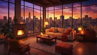 City Sunset Loft 🌆 Calm Background Music for Focus | Cozy 2K Ambience ! hour Modern City Sunset