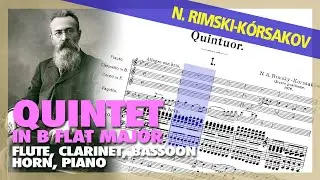 🎼N. RIMSKI-KÓRSAKOV - QUINTET [FLUTE, CLARINET, BASSOON, HORN, PIANO ] - (Sheet Music Scrolling)