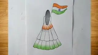 Republic Day Drawing 🇮🇳 // Happy Republic Day Drawing // Girl Drawing Very Easy Drawing 