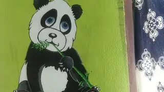 Easy wall drawing/ panda drawing #panda #drawing #easyart //@swapna Roy vlogs
