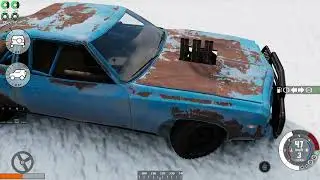Explorando o velho porto congelado por um dia de neve com a lata velha (carro)
