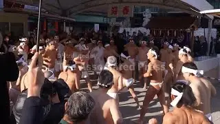 Dozens brave icy water in cold-endurance festival at a Shinto shrine in Tokyo