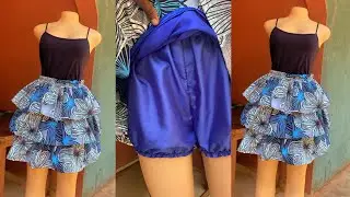 How to cut and sew three layered Bbl skirt with inner short. #viralvideo #diy 