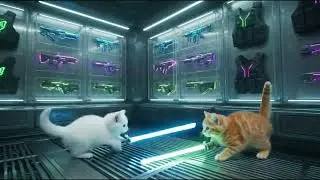 They fight on the space ship #aivideo #cat #ai