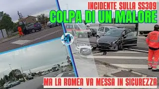 INCIDENTE ALL'INCROCIO CON STRADA MARGHERITA - COLPA DI UN MALORE MA LA ROMEA VA MESSA IN SICUREZZA