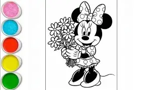 How to drow easy step by step Minnie mouse drowning coloring for kids 