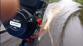 DIY homemade mud Skipper with 19feet fiberglass boat test run