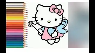 Sweet fairy Hello Kitty. How to draw easily. Coloring book for children 🧚🧚🧚🧚🧚🧚🧚🧚🧚🧚🧚