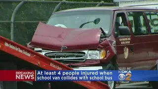 4 Injured In Route 65 School Bus, Van Crash