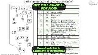 [DIAGRAM] Dodge Caliber 2008 Fuse Box Diagram
