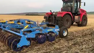 Кировец K744 R1 с дисковым лущильником  Софтер 8 Farmet