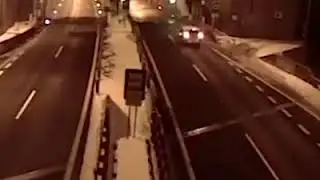 Car in Slovakia launches into air on highway......