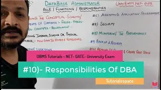 1.10- Responsibilities Of DBA | Functions Of DBA | GATE NET DBMA Tutorials In Hindi