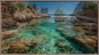 Serene Tropical Sea View with Crystal Clear Reef Cove | Still Art Screen Saver | 4K