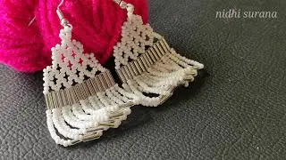 ⚜️White Statement/Aretes con flecos en red/Netted/Loopy Fringes/Seed beads Jewelery Tutorial diy