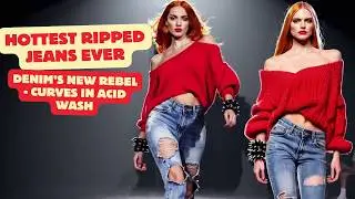 🔥 Rebel Denim Diva | Bold Acid-Wash Skinny Jeans & Chunky-Knit Sweater Fashion | Edgy Runway Glam 🔥