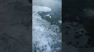 Ice stacking, High winds can force ice sheets onto the shoreline 🥶🧊 #youtubeshorts #nature #water