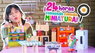 24 HORAS comiendo COMIDA MINIATURA 🥪En COCINITA ¡SI FUNCIONA!      🦐| Conny Merlin