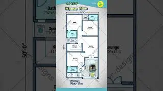 25&times;50 house plan with car parking, 2 bhk house design, 25&rsquo; by 50&rsquo; house map, 25*50 home plan