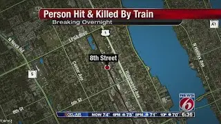 Pedestrian hit by train, killed