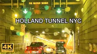 Driving Through Holland Tunnel at Night in the Rain | NYC POV 4K