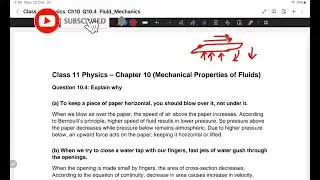 Class 11 Physics Chapter 9 | Mechanical Properties of Fluids | Complete Exercise | Sadhana Classes