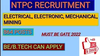 NTPC Engineering Executive Trainee EET Through GATE 2022 Recruitment Apply Online for 864 Post