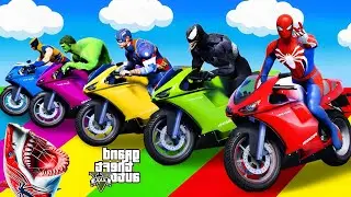 الأبطال الخارقين على القضبان دوامة قمع جسر 🏍️🐱&zwj;SPIDER MAN!on Motorcycle in Spiral Bridge Stunt Ride