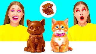 Челлендж. Шоколадная Еда vs Настоящая еда | Безумная Кулинарная Битва от Happy Funny