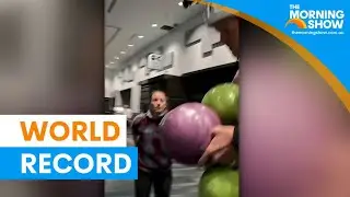 David Rush breaks unicycle bowling ball record | The Morning Show