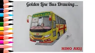 Golden Line Hino Ak1j Realistic Bus Drawing | How To Draw Hino Model Bus Easy || BD Art Valley