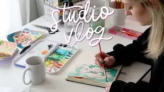 art journal with me 🌸 a chill spring art studio vlog
