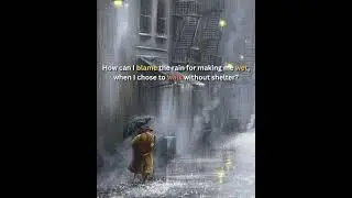 How can I blame the rain for making me wet, when I chose to walk without shelter?