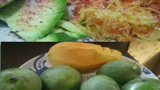 MUKBANG GREEN MANGGO WITH PAPAYA SALAD SUPER HOT CHILLI POWDER