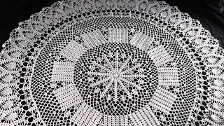 (#A-1211)-(parte4/12)-TOALHA de MESA CROCH&Ecirc; Pt ABACAXI-(passo a passo)-Pineapple Crochet TableCloth
