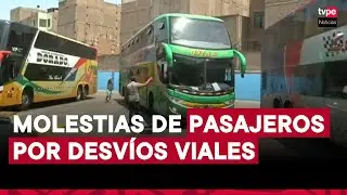 Pasajeros varados en terminal de Lima Norte tras colapso de puente en Chancay