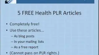 5 Free Health PLR Articles